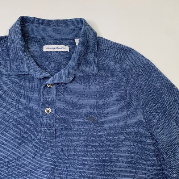 Tommy Bahama Shirt Mens L Large Blue Palmetto Beach Polo Sublimated Modal Blend - Picture 3 of 10
